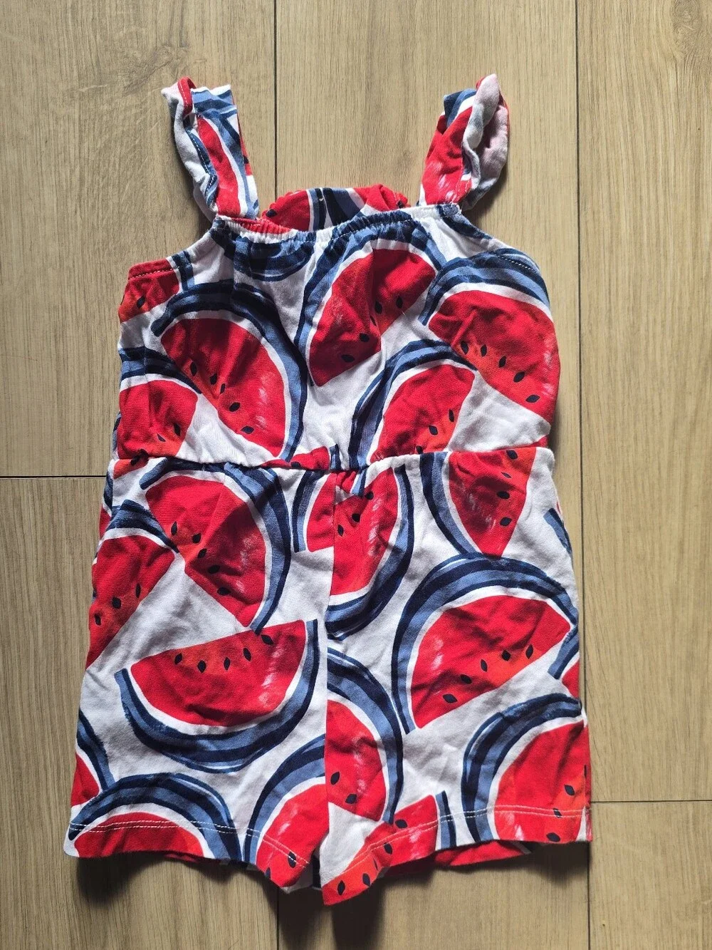 Carter's Red Navy Watermelon Print Romper